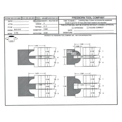 FREEBORN - MC-51-010 - CARBIDE DOUBLE SIDED COPE & PATTERN SET Shaper Cutter