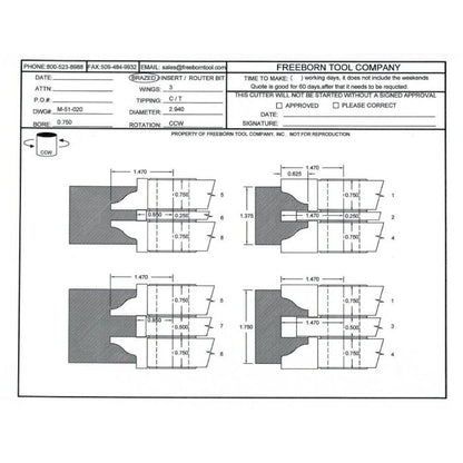FREEBORN - MC-51-020 CARBIDE DOUBLE SIDED COPE & PATTERN CUTTER Shaper Cutter