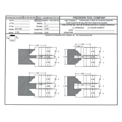 FREEBORN - MC-51-022 - CARBIDE DOUBLE SIDED COPE & PATTERN SET Shaper Cutter
