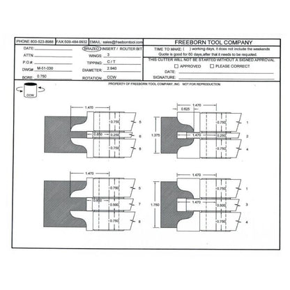 FREEBORN - MC-51-030 - CARBIDE DOUBLE SIDED COPE & PATTERN SET Shaper Cutter