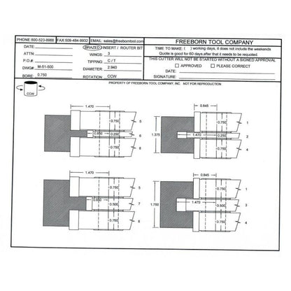 FREEBORN - MC-51-500 - CARBIDE DOUBLE SIDED COPE & PATTERN SET Shaper Cutter