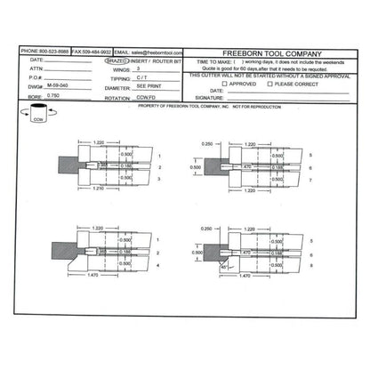 FREEBORN - MC-59-040 - CARBIDE FLOORING SET Shaper Cutter