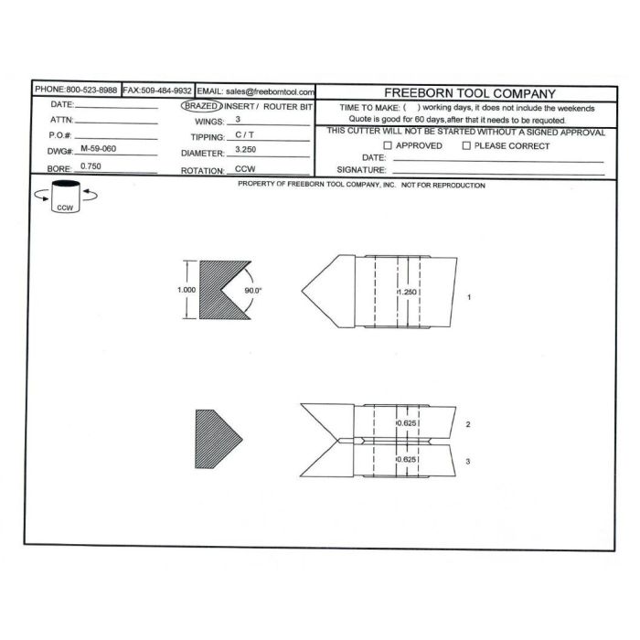 FREEBORN - MC-59-060 - CARBIDE EDGE BANDING Shaper Cutter