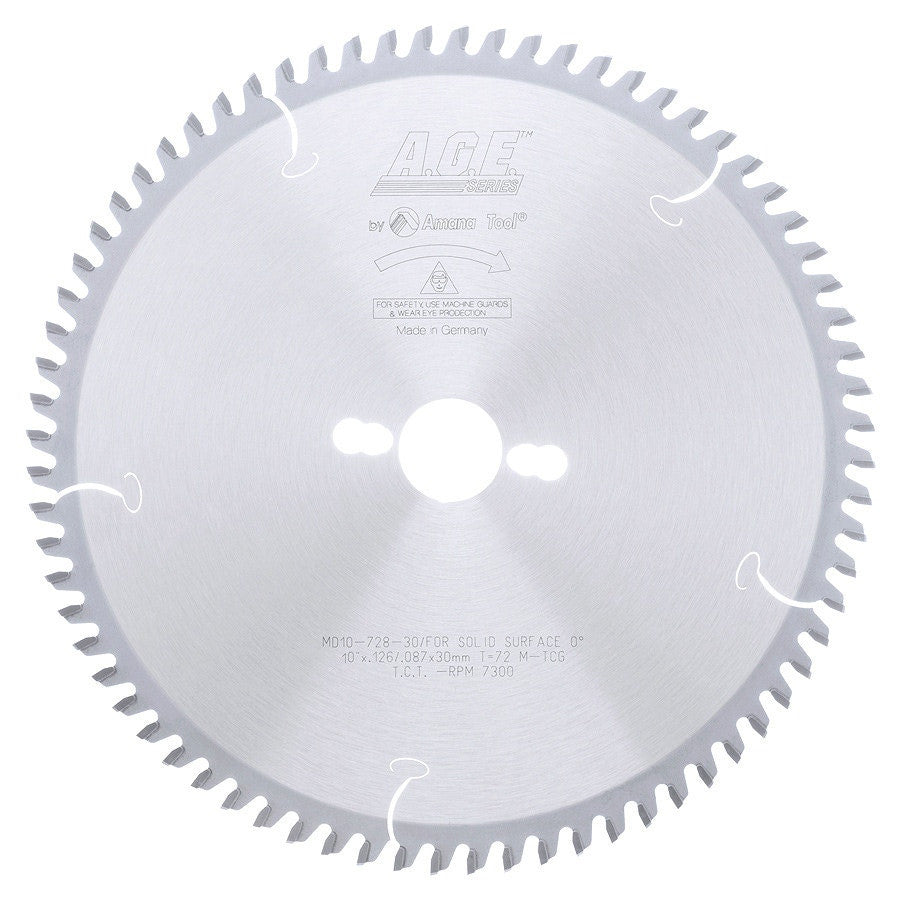 Amana Tool - MD10-728-30 - SOLID SURFACE 10"x72T 30mmBORE
