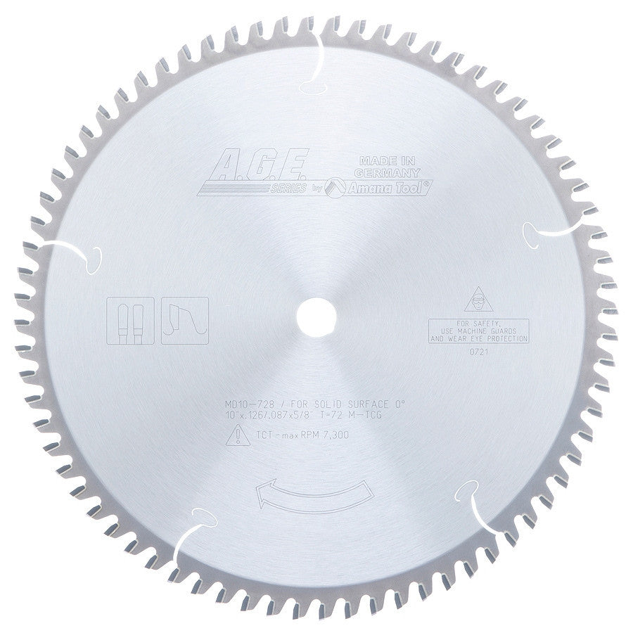 Amana Tool - MD10-728 - SOLID SURFACE 10"x72T 5/8"BORE