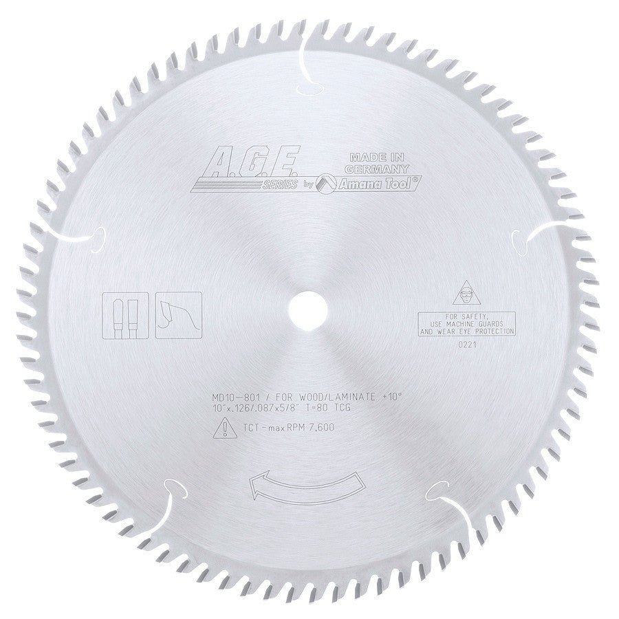 Amana Tool - MD10-801 - LAMINATE 10"x80T TCG 5/8" BORE