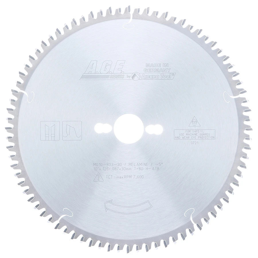 Amana Tool - MD10-803-30 - MELAMINE 10"x80T  30mm BORE