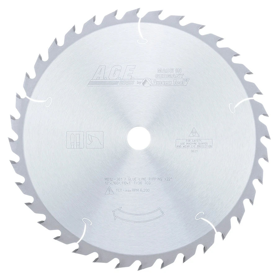 Amana Tool - MD12-361 - GLUE LINE 12"x36T TCG 1" BORE