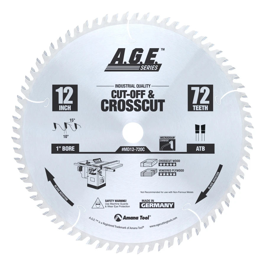 Amana Tool - MD12-720 - CROSSCUT 12"x72T ATB 1" BORE
