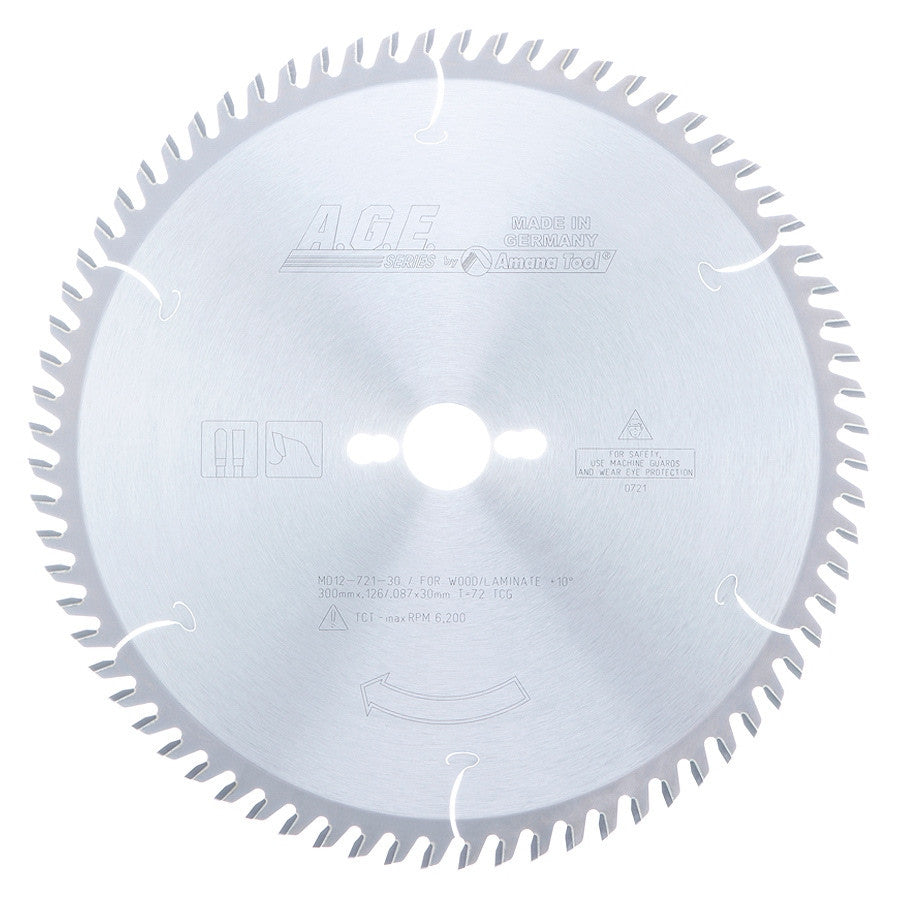 Amana Tool - MD12-721-30 - LAMINATE 300mmx72T TCG 30mm BO