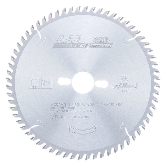 Amana Tool - MD220-T641 - LAMINATE 220mmx64T TCG 30MBORE