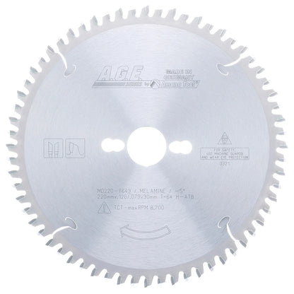 Amana Tool - MD220-T643 - MELAMINE 220MM/64T H-ATB 30MM