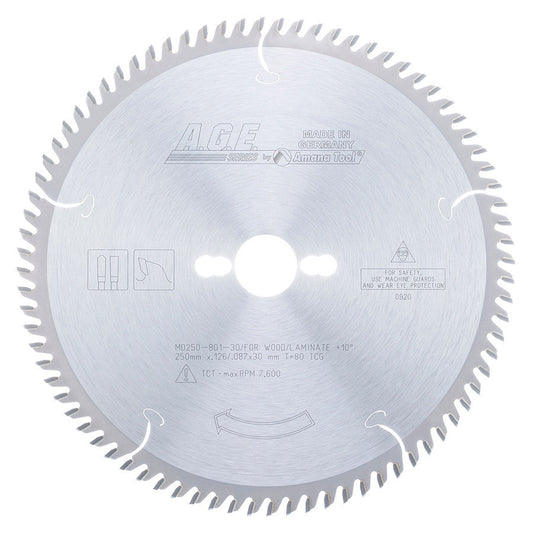 Amana Tool - MD250-801-30 - LAMINATE 250x80T TCG 30mm BORE