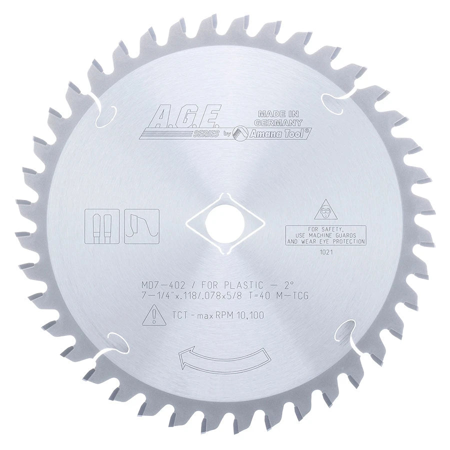 Amana Tool - MD7-402 - PLASTIC 7-1/4"x40T MTCG 5/8"BO
