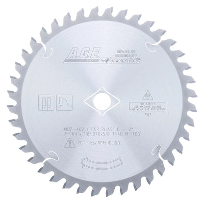 Amana Tool - MD7-402 - PLASTIC 7-1/4"x40T MTCG 5/8"BO
