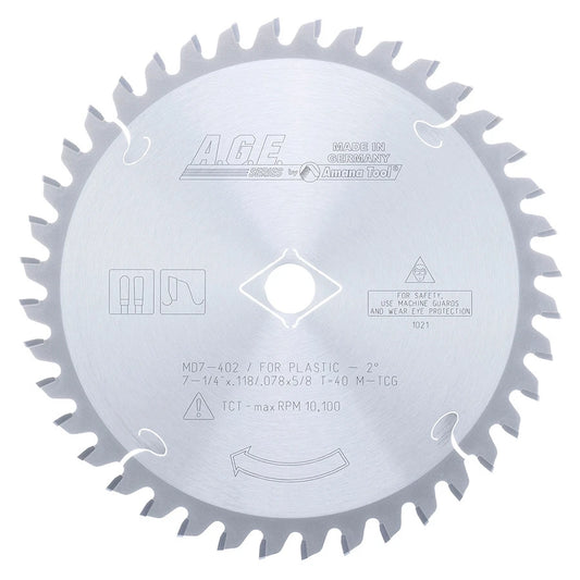 Amana Tool - MD7-402 - PLASTIC 7-1/4"x40T MTCG 5/8"BO