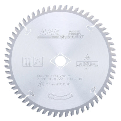 Amana Tool - MD7-608 - SOLID SURFACE 7-1/4"x60T 5/8"B