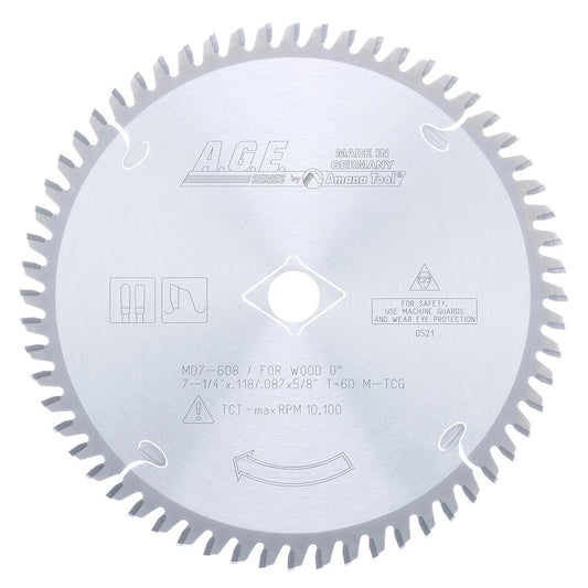 Amana Tool - MD7-608 - SOLID SURFACE 7-1/4"x60T 5/8"B