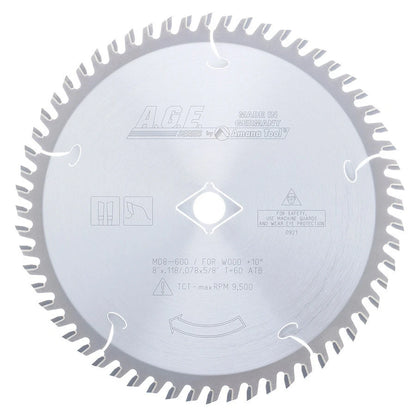 Amana Tool - MD8-600 - CROSSCUT 8"x60T ATB 5/8" BORE