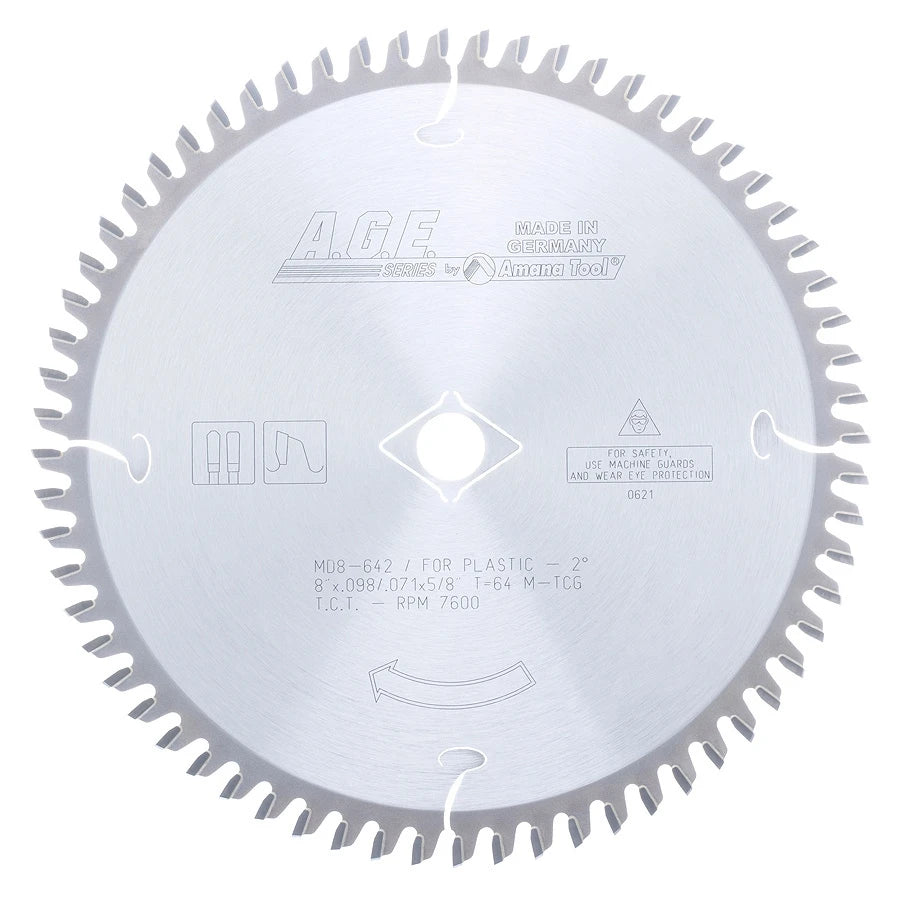 Amana Tool - MD8-642 - PLASTIC 8"x64T MTCG 5/8" BORE