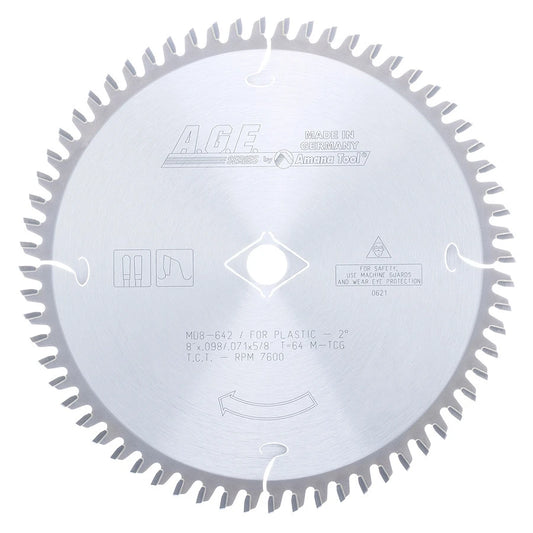 Amana Tool - MD8-642 - PLASTIC 8"x64T MTCG 5/8" BORE