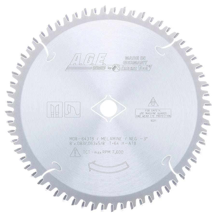 Amana Tool - MD8-643TB - TKT THIN KERF MELAMINE 8"x64T