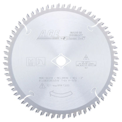 Amana Tool - MD8-643TB - TKT THIN KERF MELAMINE 8"x64T