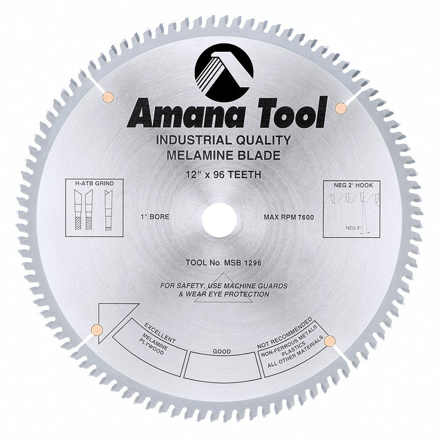 Amana Tool - MSB1296 - 12"/96T MELAMINE BLADE H-ATB