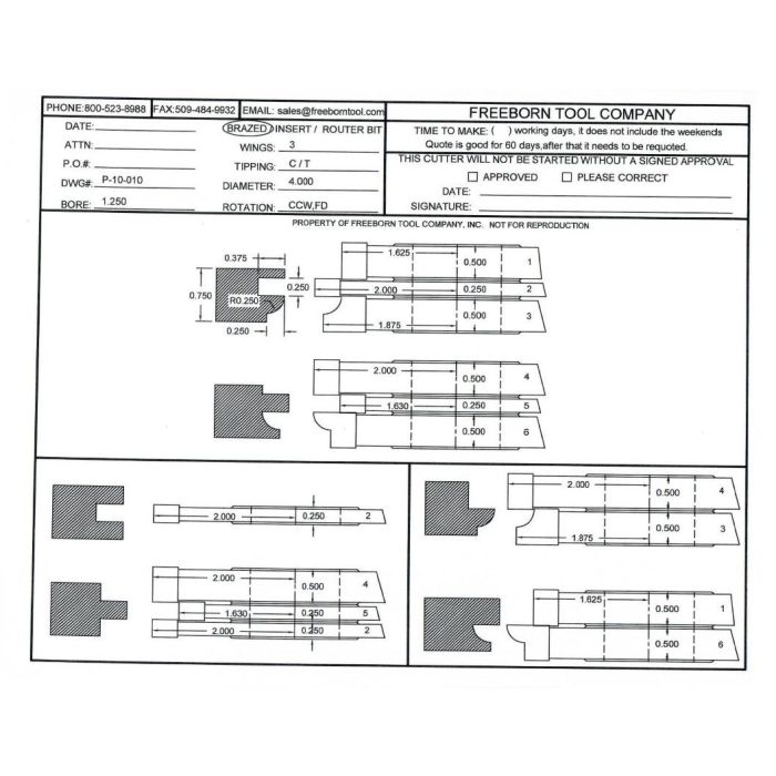 FREEBORN - PT-10-010 T-ALLOY COPE & PATTERN SET Shaper Cutter