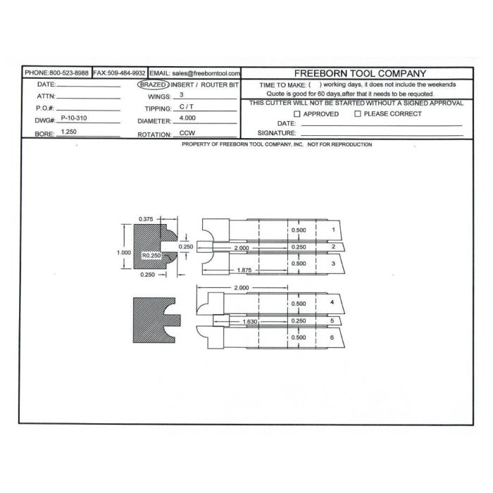 FREEBORN - PT-10-310 - T-ALLOY DOUBLE SIDED COPE & PATTERN SET Shaper Cutter
