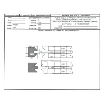 FREEBORN - PT-10-310 - T-ALLOY DOUBLE SIDED COPE & PATTERN SET Shaper Cutter