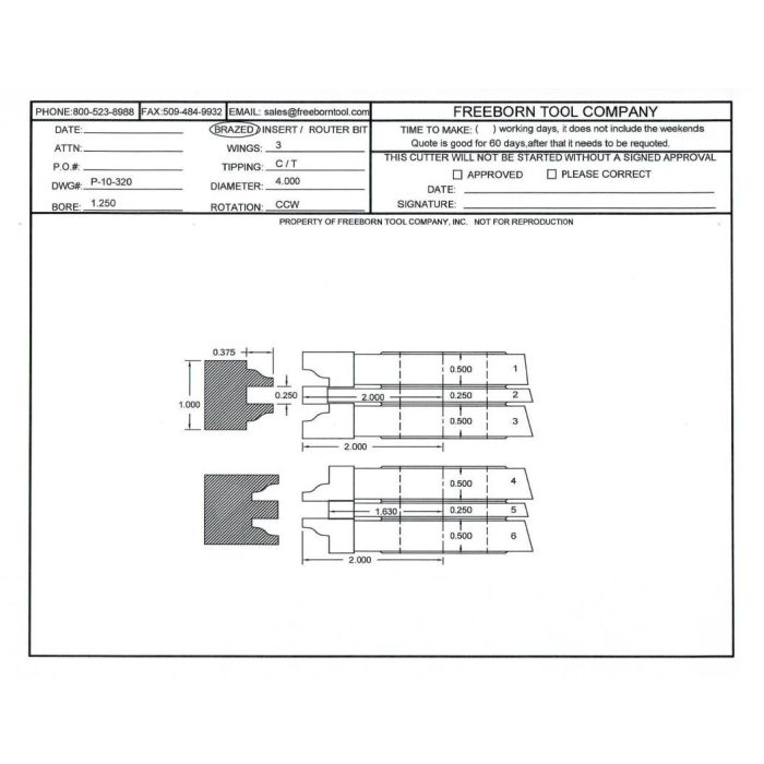 FREEBORN - PT-10-320 - T-ALLOY DOUBLE SIDED COPE & PATTERN SET Shaper Cutter