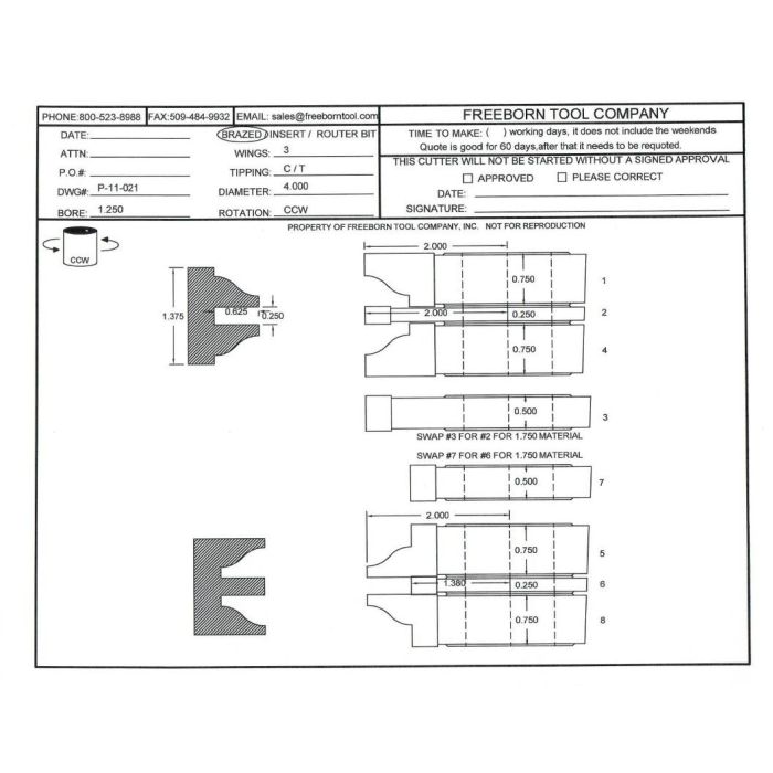 FREEBORN - PC-11-021 - CARBIDE DOUBLE SIDED COPE & PATTERN SET Shaper Cutter