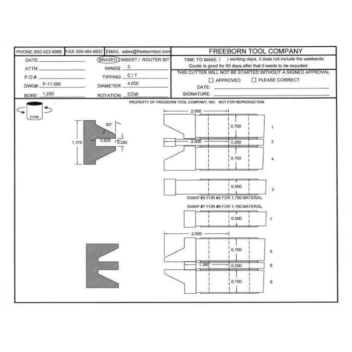 FREEBORN - PC-11-050 - CARBIDE DOUBLE SIDED COPE & PATTERN SET Shaper Cutter