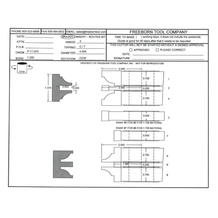 FREEBORN - PC-11-070 - CARBIDE DOUBLE SIDED COPE & PATTERN SET Shaper Cutter