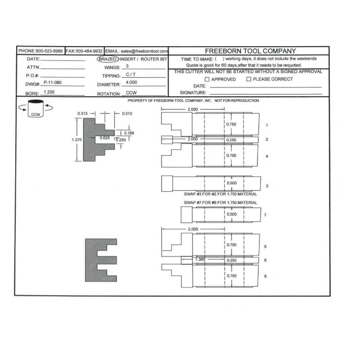 FREEBORN - PC-11-090 - CARBIDE DOUBLE SIDED COPE & PATTERN SET Shaper Cutter