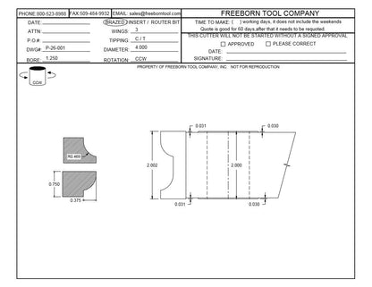 FREEBORN - PC-26-001 - CARBIDE DROP LEAF TABLE CUTTER Shaper Cutter