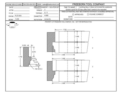 FREEBORN - PC-27-010 - CARBIDE WINDOW SASH SET Shaper Cutter