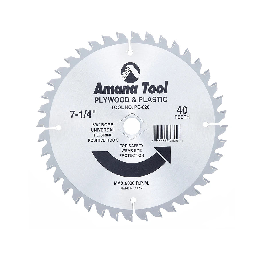 Amana Tool - PC-620 - 7-1/4"/40T PLASTIC CUTTING TCG