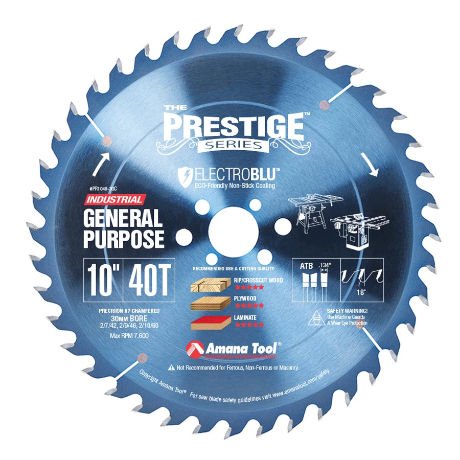 Amana Tool - PR1040-30C - 10"/40T PRESTIGE SAW HI-ATB