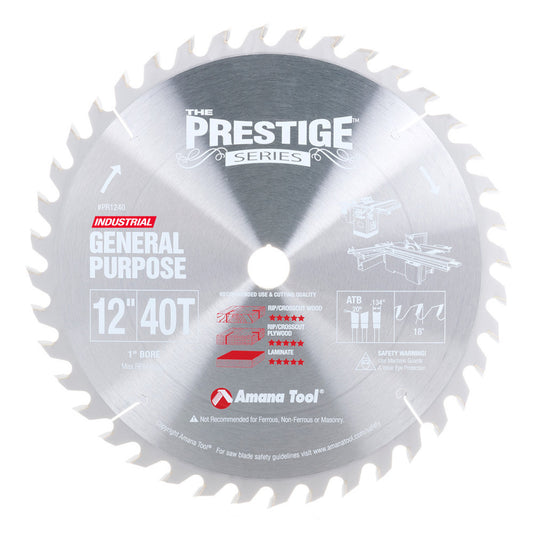 Amana Tool - PR1240 - 12"/40T PRESTIGE-LINE SAW ATB