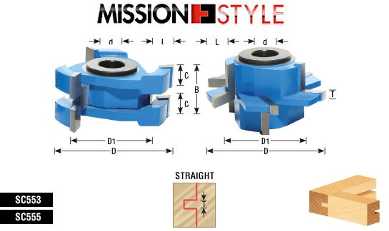 Amana Tool - SC565 2-Piece Carbide Tipped 3-Wing Instile & Rail Adjustable Cabinet Door 22