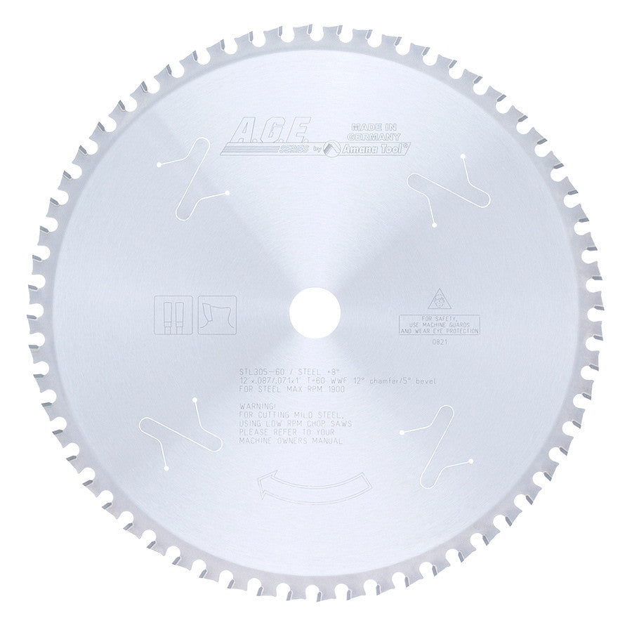 Amana Tool - STL305-60 - AGE STEEL 12"x60T 1" BORE SAW